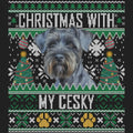 Ugly Sweater Christmas with My Cesky Terrier - Women's V-Neck Long Sleeve T-Shirt
