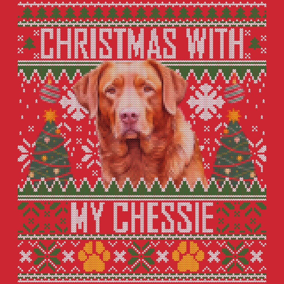 Ugly Sweater Christmas with My Chesapeake Bay Retriever - Adult Unisex Long Sleeve T-Shirt