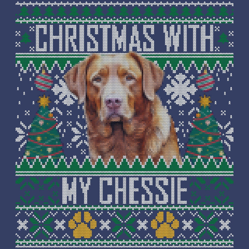 Ugly Sweater Christmas with My Chesapeake Bay Retriever - Adult Unisex Crewneck Sweatshirt