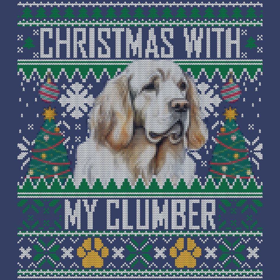 Ugly Sweater Christmas with My Clumber Spaniel - Adult Unisex Crewneck Sweatshirt