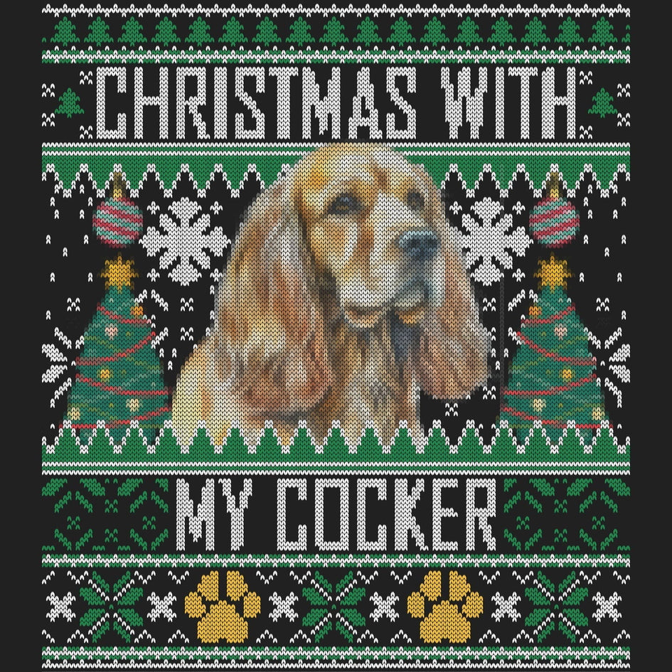 Ugly Sweater Christmas with My Cocker Spaniel - Women's V-Neck Long Sleeve T-Shirt