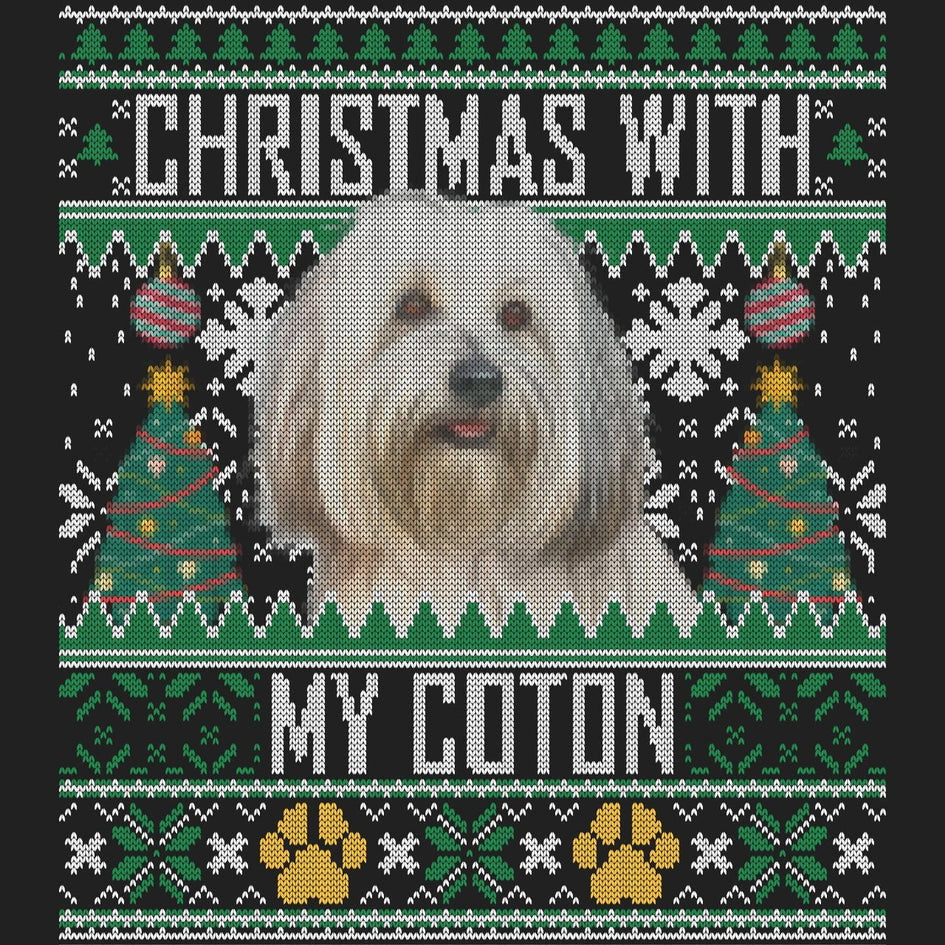 Ugly Sweater Christmas with My Coton de Tulear - Women's V-Neck Long Sleeve T-Shirt