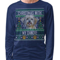 Ugly Sweater Christmas with My Dandie Dinmont Terrier - Adult Unisex Long Sleeve T-Shirt