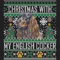 Ugly Sweater Christmas with My English Cocker Spaniel - Women's V-Neck Long Sleeve T-Shirt