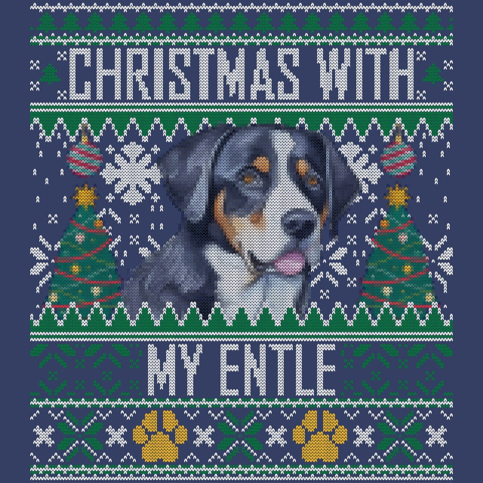 Ugly Sweater Christmas with My Entlebucher Mountain Dog - Adult Unisex Crewneck Sweatshirt