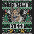 Ugly Sweater Christmas with My German Shepherd Dog - Women's V-Neck Long Sleeve T-Shirt