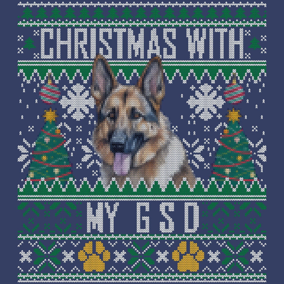 Ugly Sweater Christmas with My German Shepherd Dog - Adult Unisex Crewneck Sweatshirt