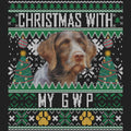 Ugly Sweater Christmas with My German Wirehaired Pointer - Women's V-Neck Long Sleeve T-Shirt