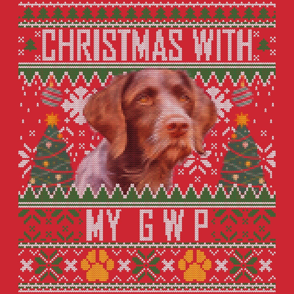 Ugly Sweater Christmas with My German Wirehaired Pointer - Adult Unisex Long Sleeve T-Shirt