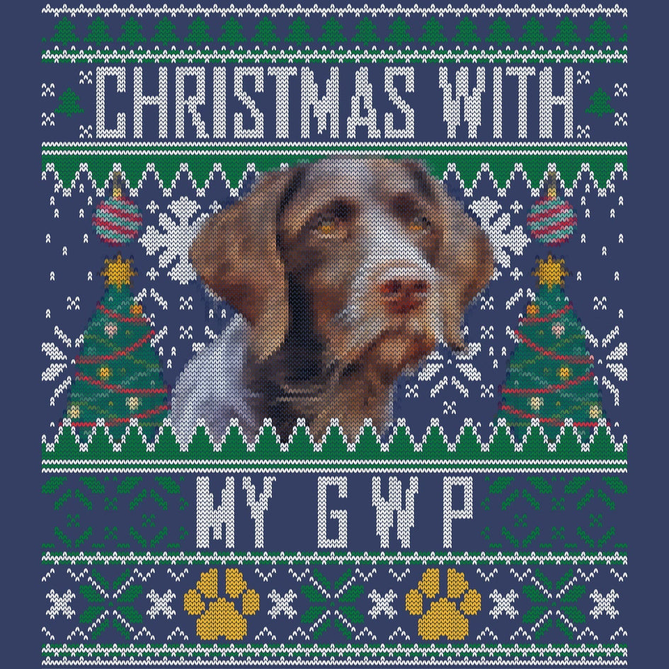 Ugly Sweater Christmas with My German Wirehaired Pointer - Adult Unisex Crewneck Sweatshirt