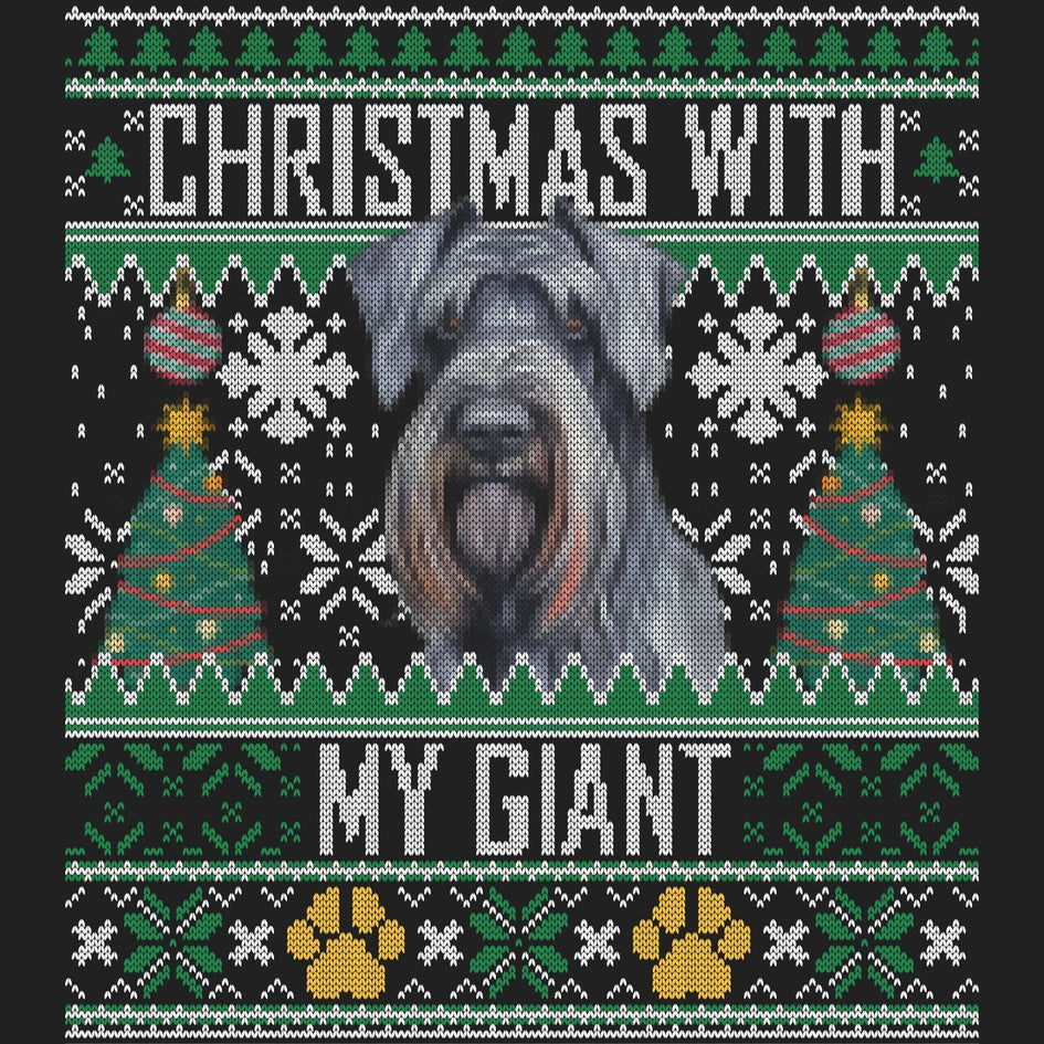 Ugly Sweater Christmas with My Giant Schnauzer - Women's V-Neck Long Sleeve T-Shirt