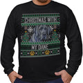 Ugly Sweater Christmas with My Great Dane - Adult Unisex Long Sleeve T-Shirt