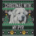 Ugly Sweater Christmas with My Great Pyrenees - Women's V-Neck Long Sleeve T-Shirt