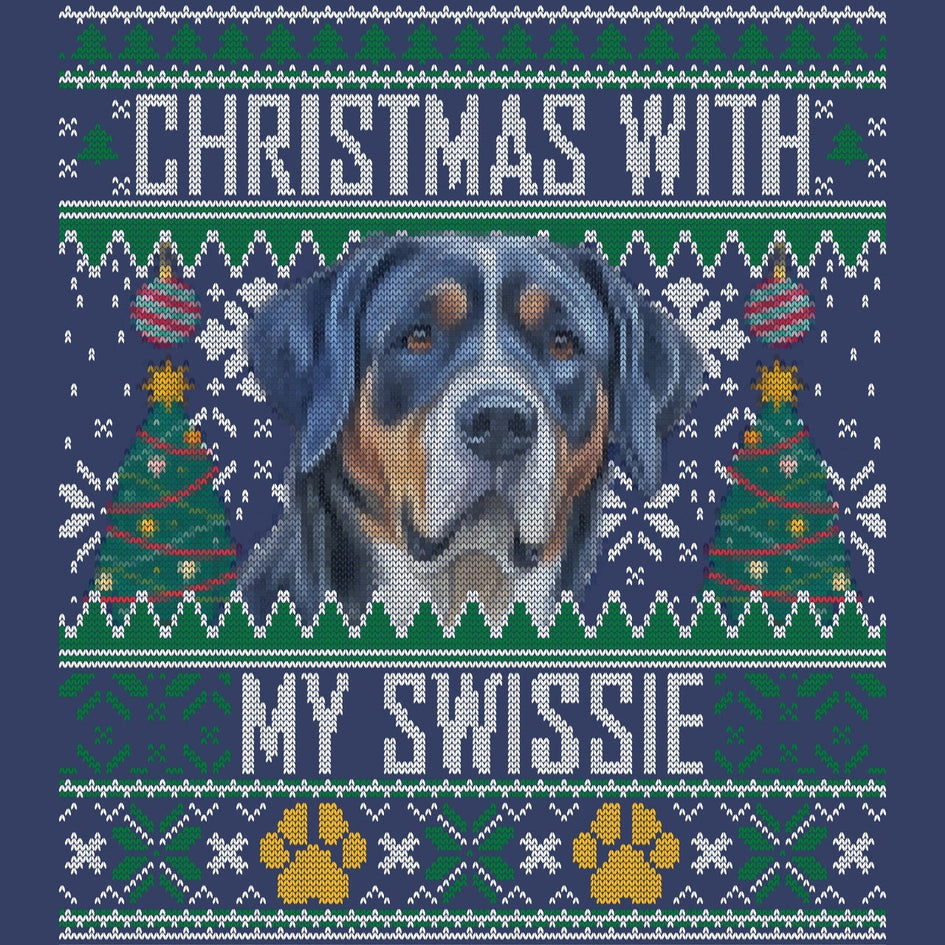 Ugly Sweater Christmas with My Greater Swiss Mountain Dog - Adult Unisex Crewneck Sweatshirt