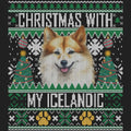 Ugly Sweater Christmas with My Icelandic Sheepdog - Women's V-Neck Long Sleeve T-Shirt