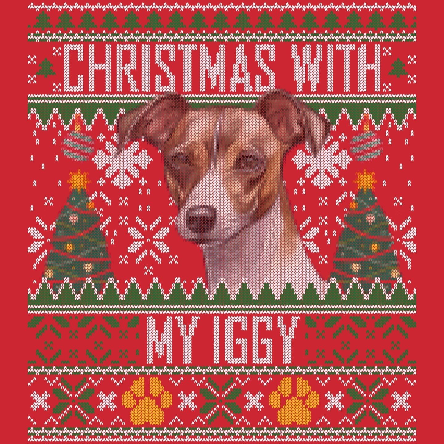Ugly Christmas Sweater with My Italian Greyhound Adult Unisex Long S AKC Shop