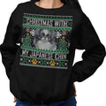Ugly Sweater Christmas with My Japanese Chin - Adult Unisex Crewneck Sweatshirt