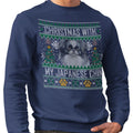 Ugly Sweater Christmas with My Japanese Chin - Adult Unisex Crewneck Sweatshirt