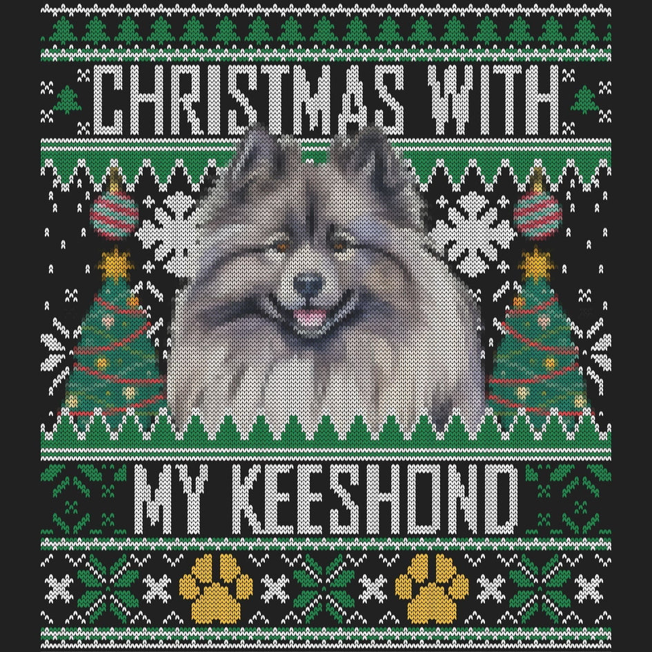 Ugly Sweater Christmas with My Keeshond - Women's V-Neck Long Sleeve T-Shirt