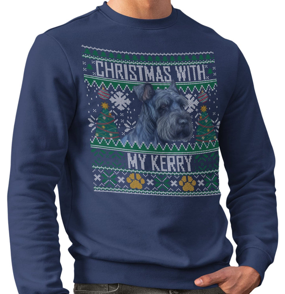 Ugly Sweater Christmas with My Kerry Blue Terrier - Adult Unisex Crewneck Sweatshirt