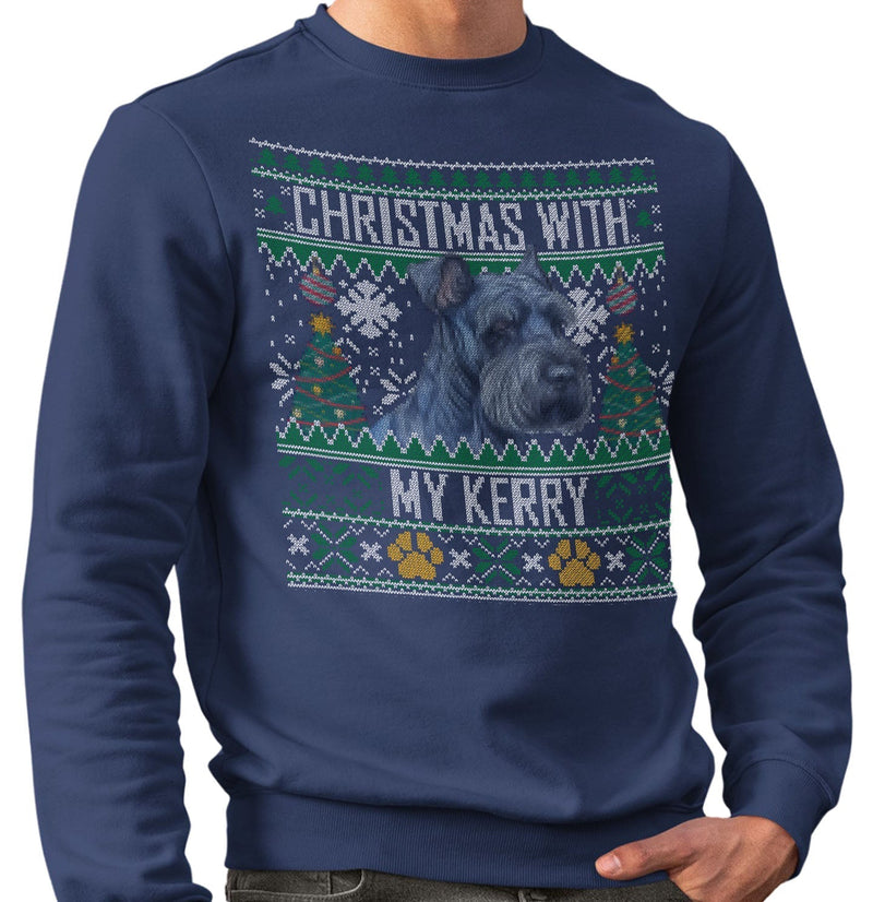 Ugly Christmas Sweater with My Kerry Blue Terrier - Adult Unisex Crewneck Sweatshirt