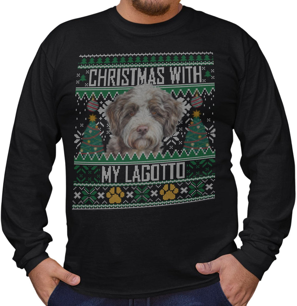 Ugly Sweater Christmas with My Lagotto Romagnolo - Adult Unisex Long Sleeve T-Shirt