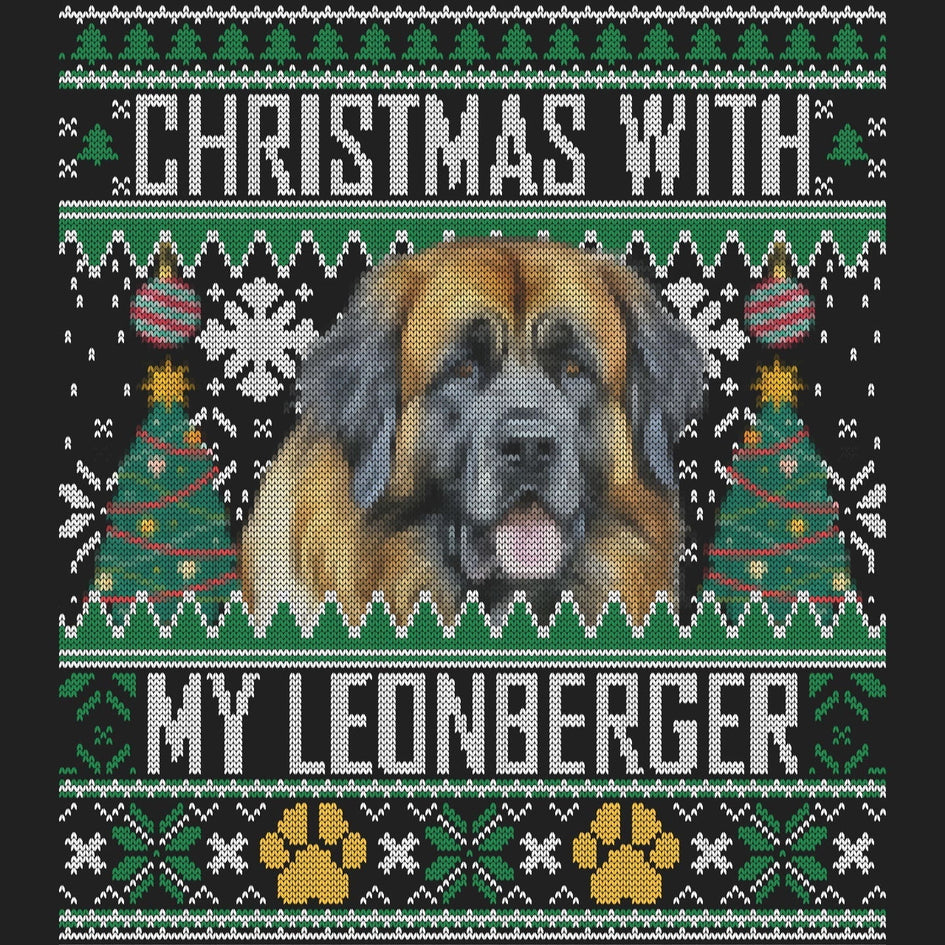 Ugly Sweater Christmas with My Leonberger - Women's V-Neck Long Sleeve T-Shirt