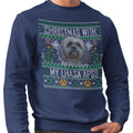 Ugly Sweater Christmas with My Lhasa Apso - Adult Unisex Crewneck Sweatshirt