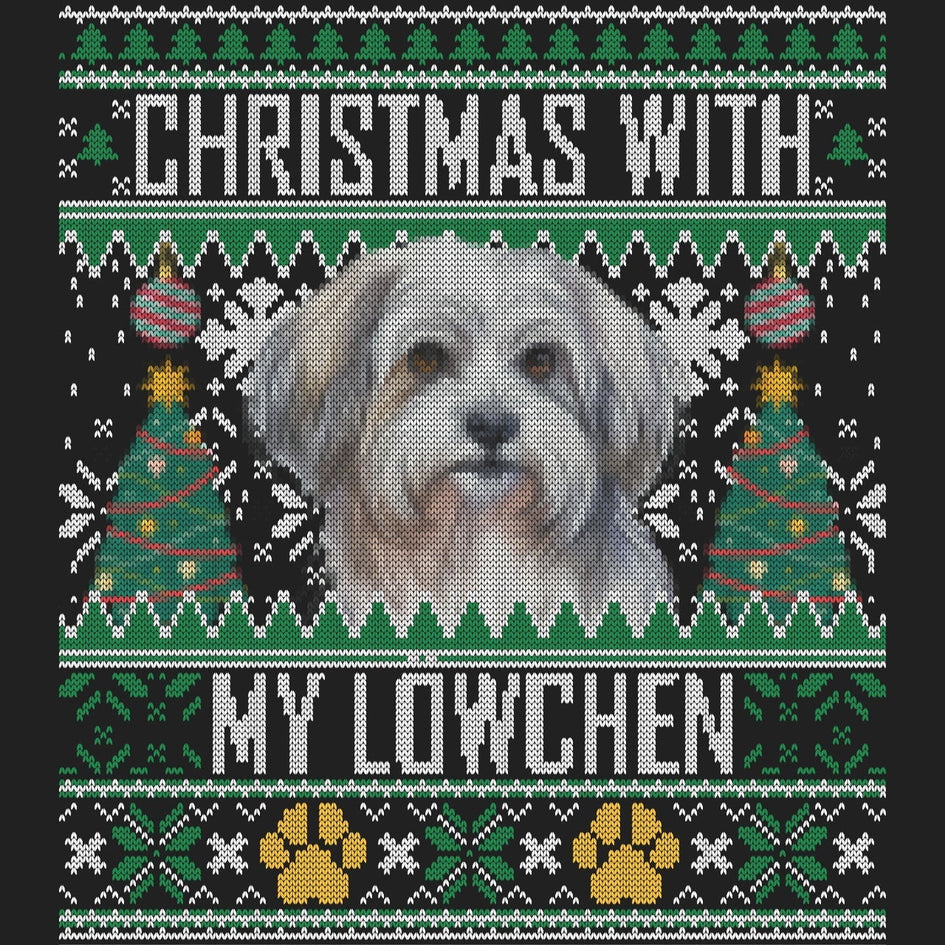 Ugly Sweater Christmas with My Lowchen - Women's V-Neck Long Sleeve T-Shirt