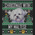 Ugly Sweater Christmas with My Maltese - Women's V-Neck Long Sleeve T-Shirt