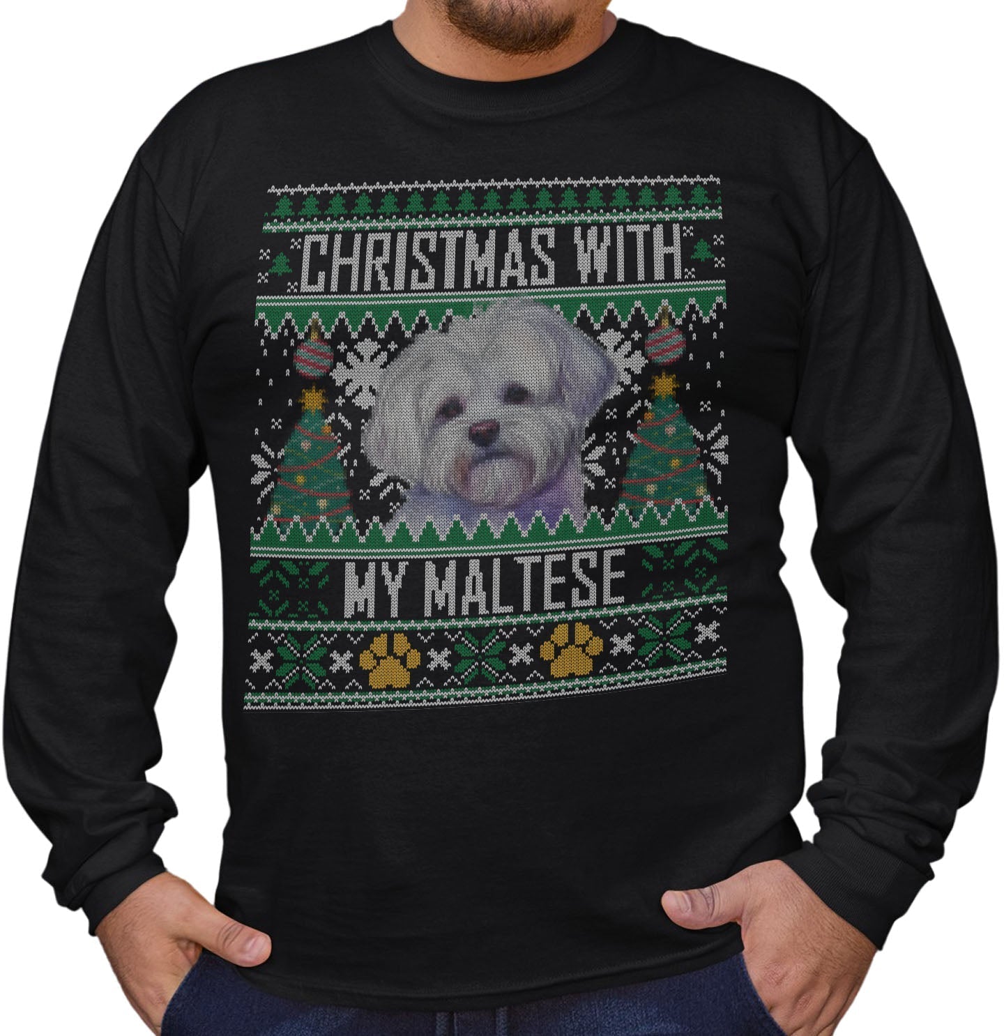 【maltese_8314さま】ご購入品 Ugly Christmas Sweater with My Maltese - Adult Unisex Long Sleeve