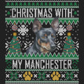 Ugly Sweater Christmas with My Manchester Terrier - Women's V-Neck Long Sleeve T-Shirt