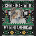 Ugly Sweater Christmas with My Miniature American Shepherd - Women's V-Neck Long Sleeve T-Shirt