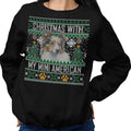 Ugly Sweater Christmas with My Miniature American Shepherd - Adult Unisex Crewneck Sweatshirt
