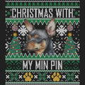 Ugly Sweater Christmas with My Miniature Pinscher - Women's V-Neck Long Sleeve T-Shirt