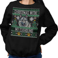 Ugly Sweater Christmas with My Norwegian Elkhound - Adult Unisex Crewneck Sweatshirt