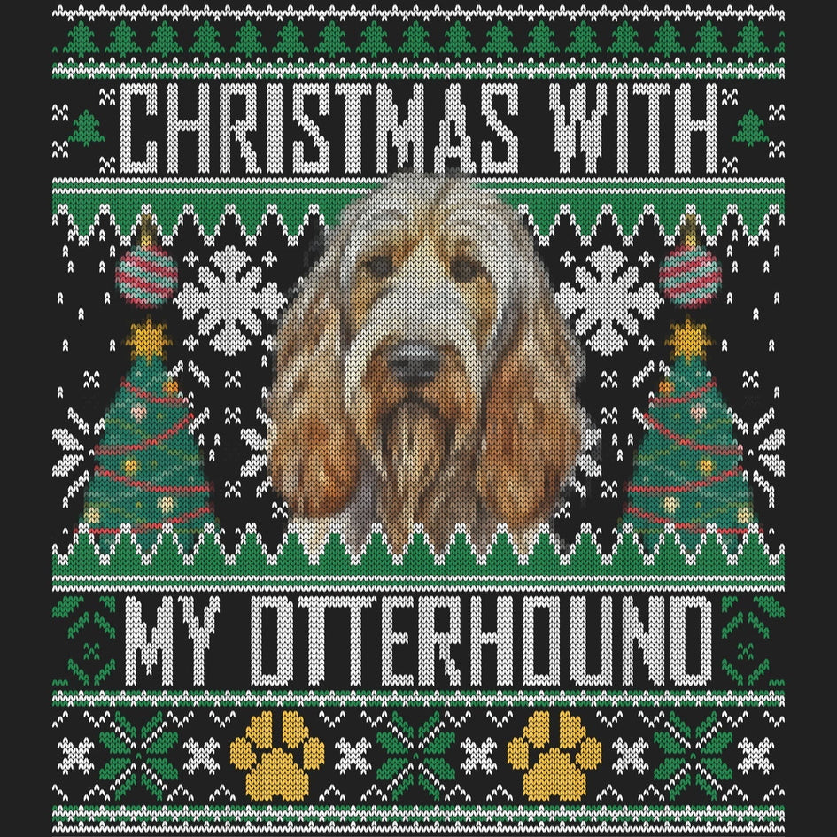 Ugly Sweater Christmas with My Otterhound - Women's V-Neck Long Sleeve T-Shirt