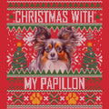 Ugly Sweater Christmas with My Papillon - Adult Unisex Long Sleeve T-Shirt