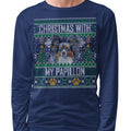 Ugly Sweater Christmas with My Papillon - Adult Unisex Long Sleeve T-Shirt