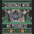 Ugly Sweater Christmas with My Pekingese - Women's V-Neck Long Sleeve T-Shirt