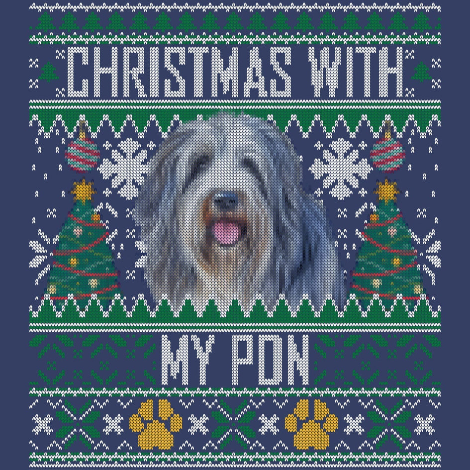 Ugly Sweater Christmas with My Polish Lowland Sheepdog - Adult Unisex Crewneck Sweatshirt