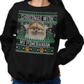 Ugly Sweater Christmas with My Pomeranian - Adult Unisex Crewneck Sweatshirt