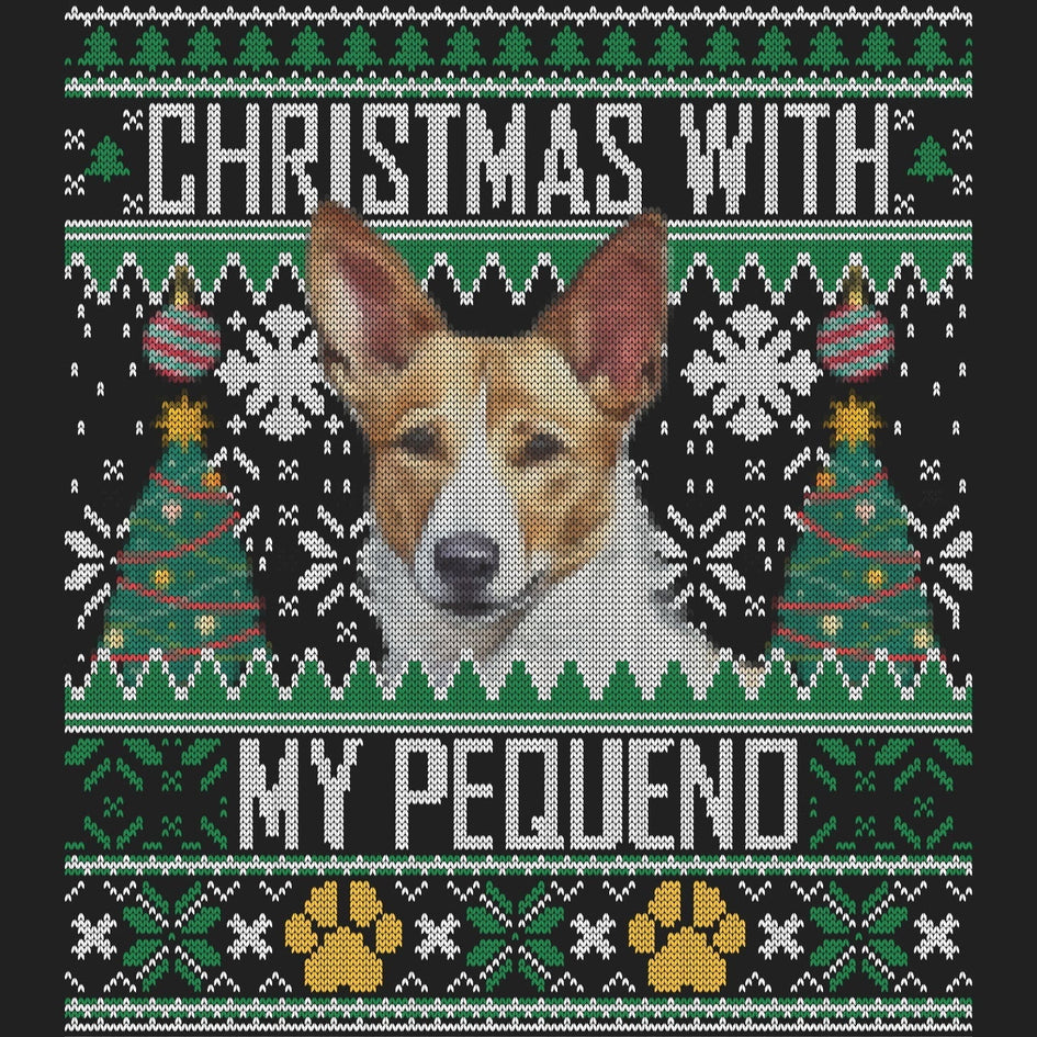 Ugly Sweater Christmas with My Portuguese Podengo Pequeno - Women's V-Neck Long Sleeve T-Shirt
