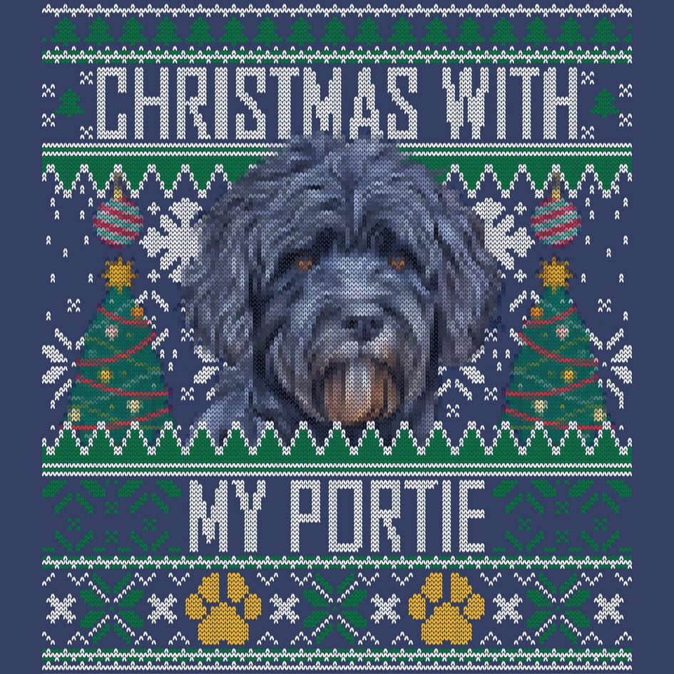 Ugly Sweater Christmas with My Portuguese Water Dog - Adult Unisex Crewneck Sweatshirt