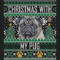 Ugly Sweater Christmas with My Pug - Women's V-Neck Long Sleeve T-Shirt