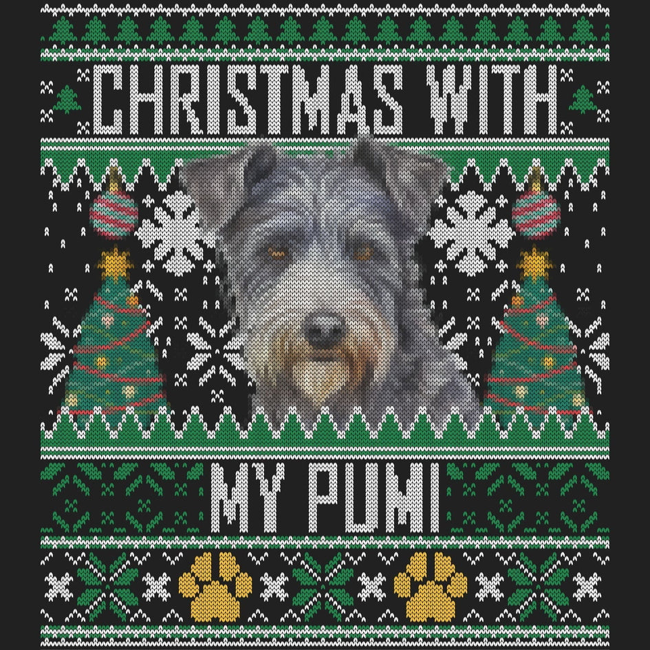 Ugly Sweater Christmas with My Pumi - Women's V-Neck Long Sleeve T-Shirt