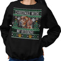 Ugly Sweater Christmas with My Redbone Coonhound - Adult Unisex Crewneck Sweatshirt