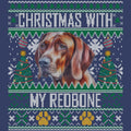 Ugly Sweater Christmas with My Redbone Coonhound - Adult Unisex Crewneck Sweatshirt