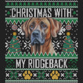 Ugly Sweater Christmas with My Rhodesian Ridgeback - Women's V-Neck Long Sleeve T-Shirt