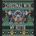 Ugly Sweater Christmas with My Rottweiler - Women's V-Neck Long Sleeve T-Shirt